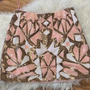 Glamorous Sequin Mini Skirt - Pink and Gold